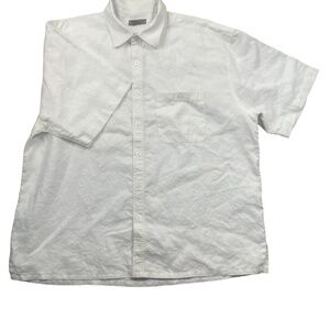 Sette‎ Pont XXL Men's 100% Linen Ivory Short Sleeve w/ Pocket Button Shirt - Pic